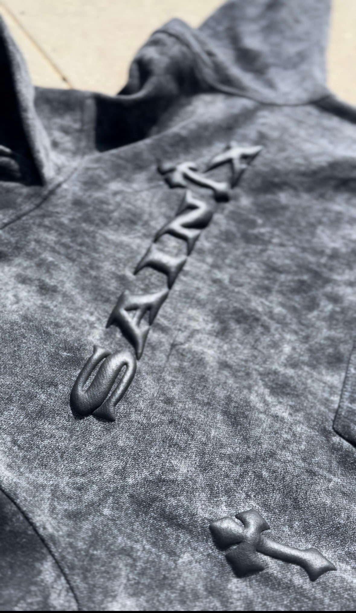 SA1NTX GREY ACID WASH HOODIE ( ORIGINAL)
