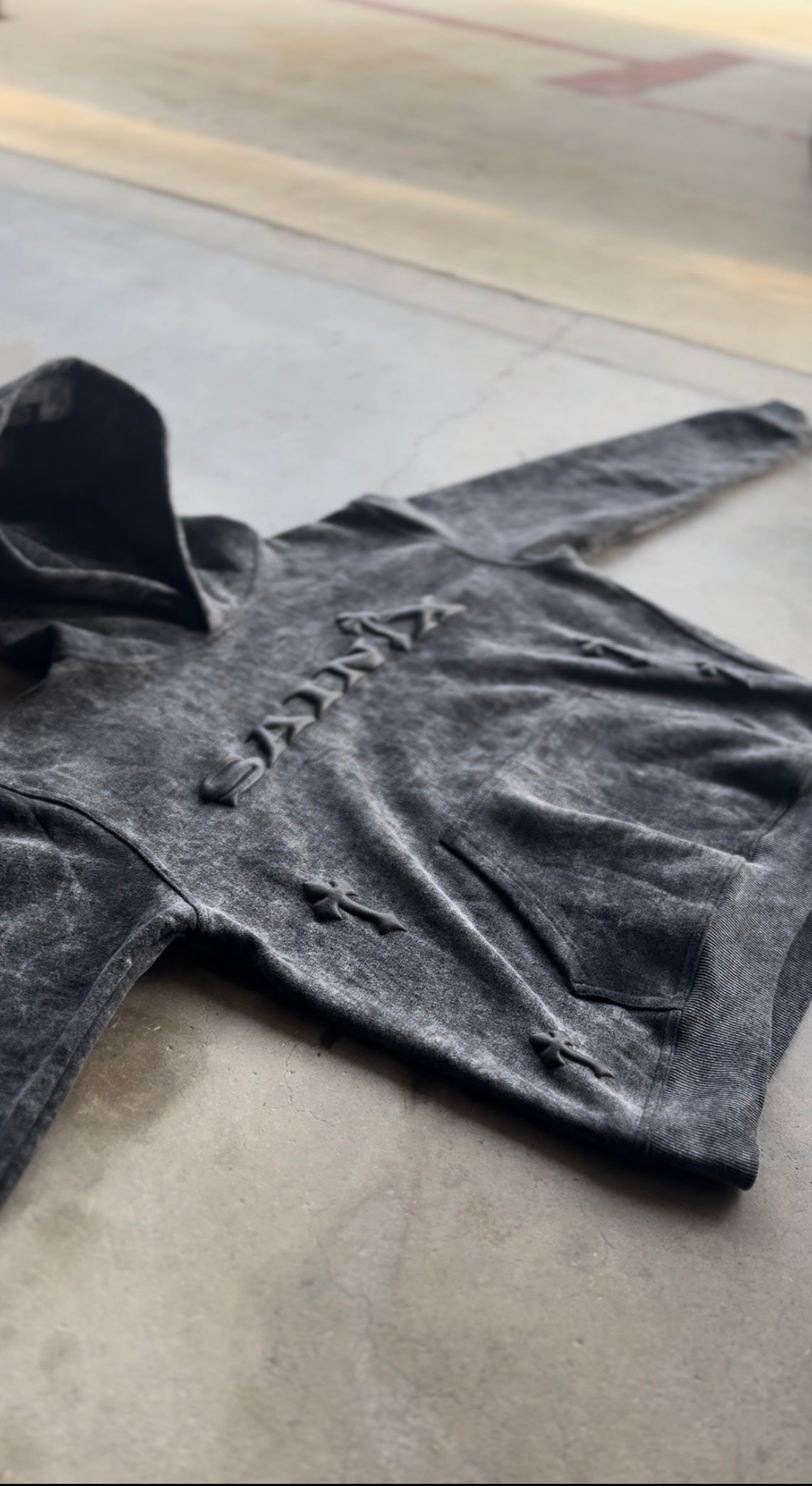 SA1NTX GREY ACID WASH HOODIE ( ORIGINAL)