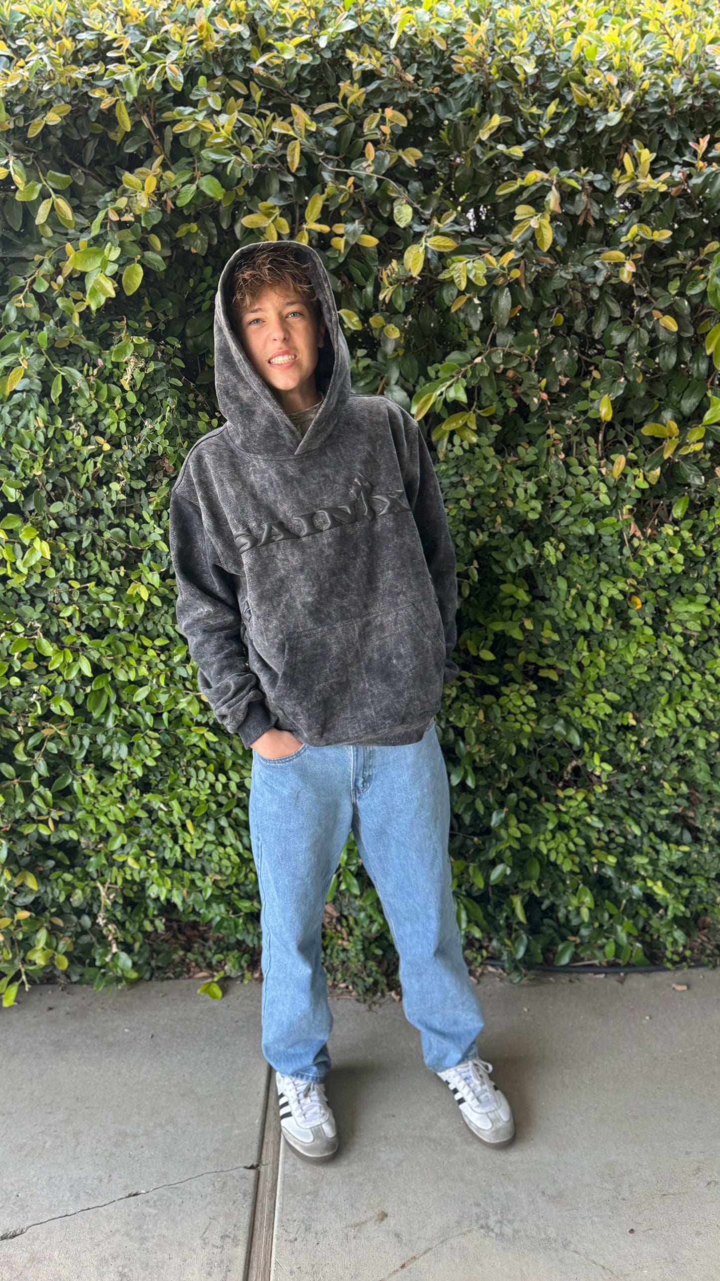 SA1NTX GREY ACID WASH HOODIE ( ORIGINAL)