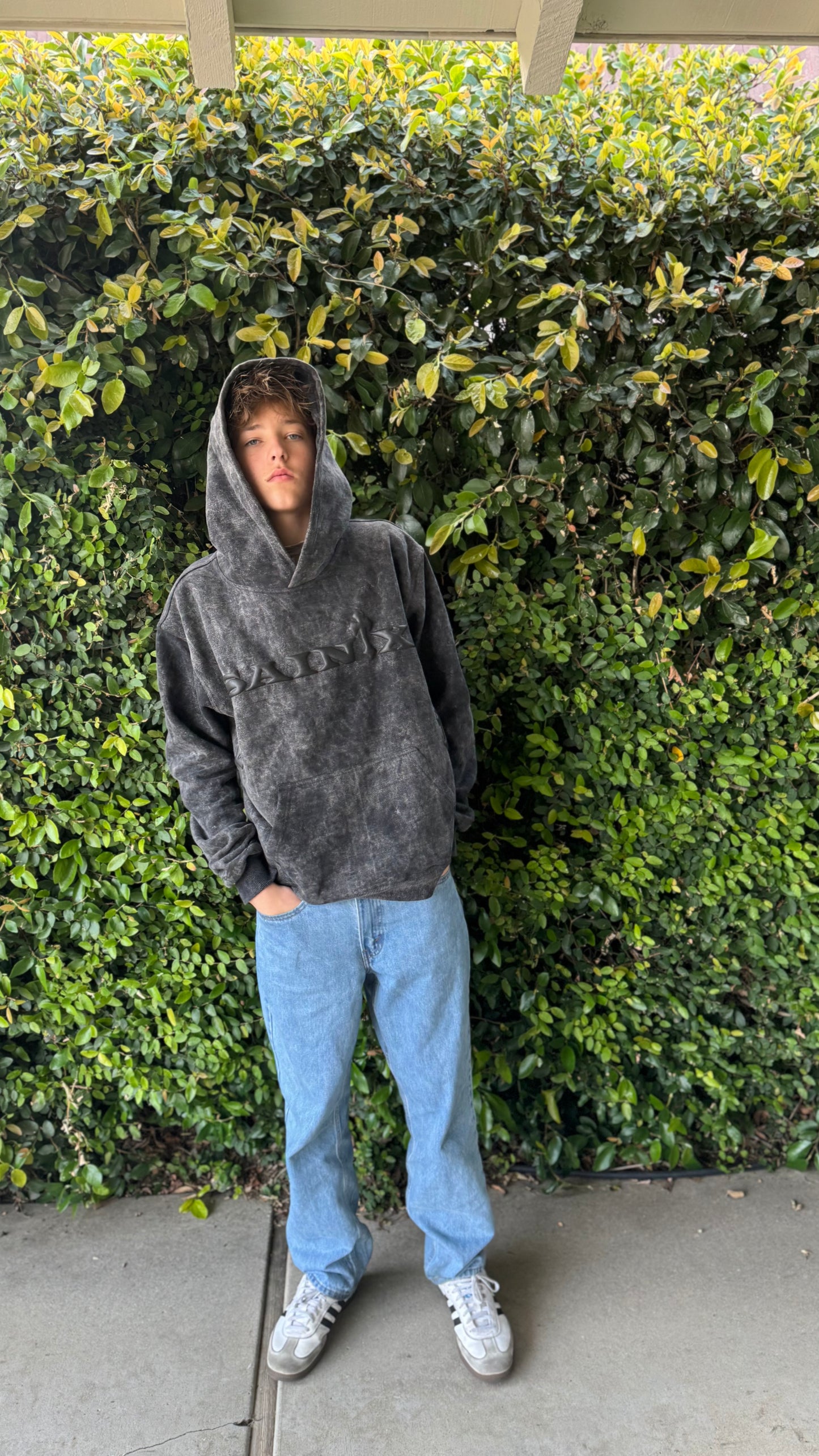 SA1NTX GREY ACID WASH HOODIE ( ORIGINAL)