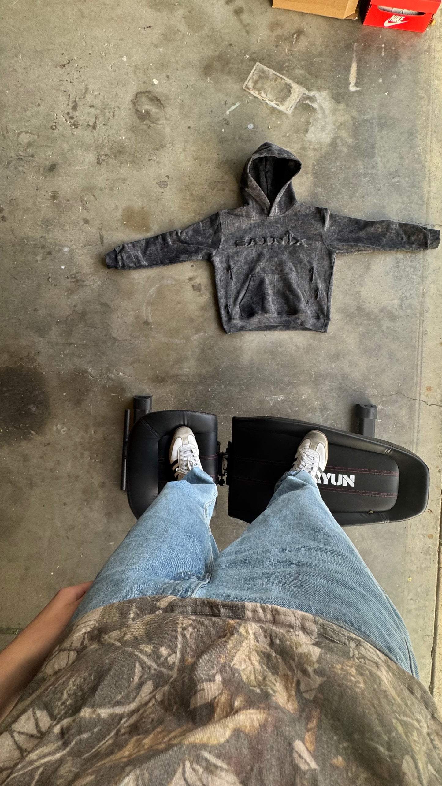 SA1NTX GREY ACID WASH HOODIE ( ORIGINAL)