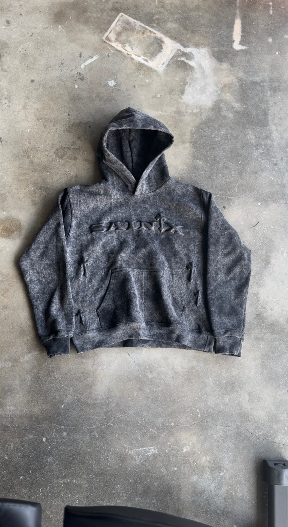 SA1NTX GREY ACID WASH HOODIE ( ORIGINAL)